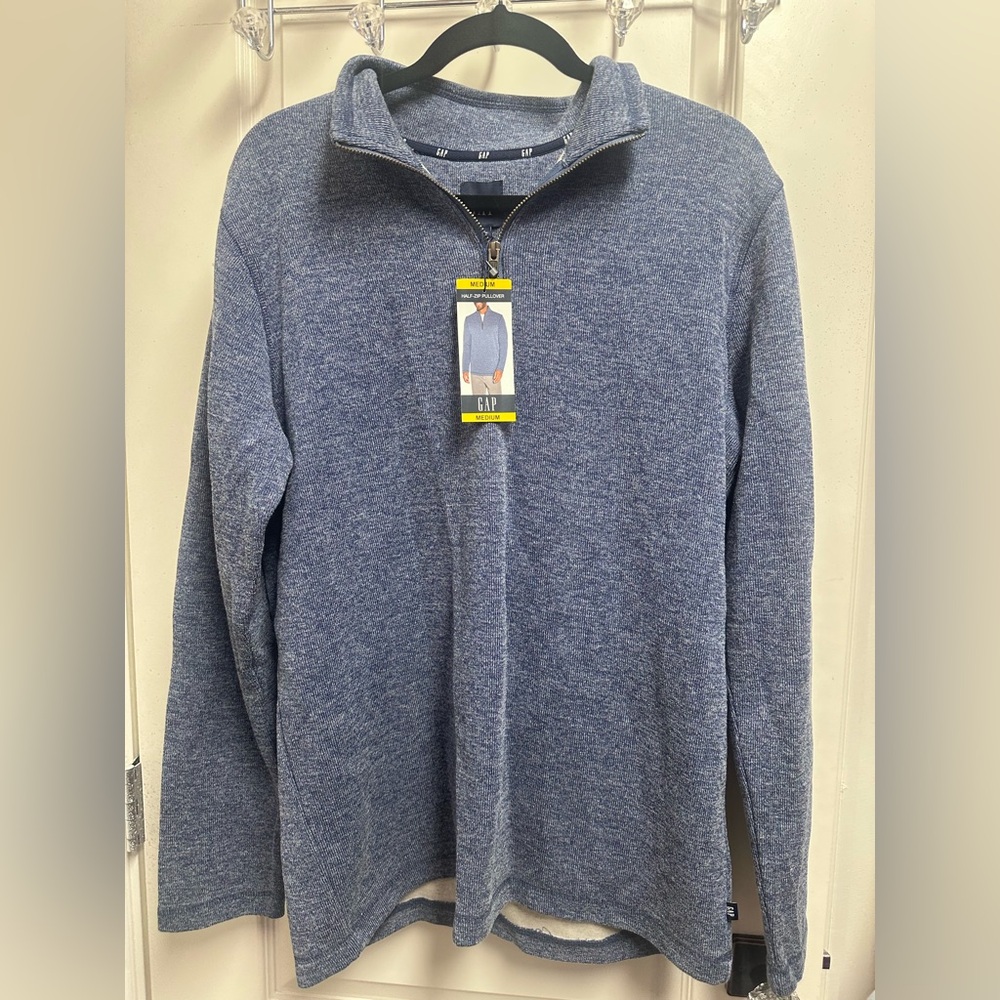 NWT GAP Heathered Blue Quarter-Zip Pullover SZ M